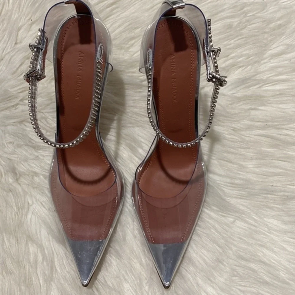 Amina Muaddi Ursina crystal embellished‎ transparent pump size 38EU